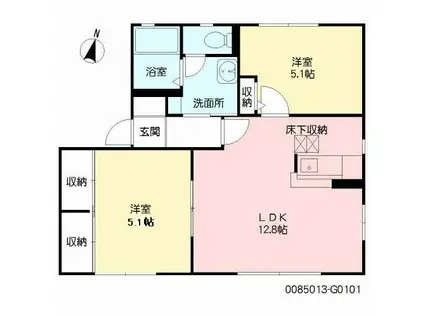 ハイラーク甘木G(2LDK/1階)の間取り写真