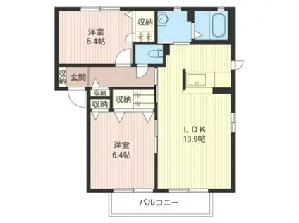 セントラルフィールド(2LDK/1階)の間取り写真