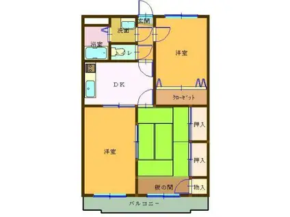 マンションミケーニア(3DK/4階)の間取り写真