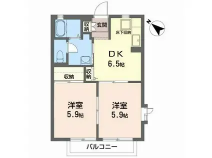 ディアコートタウンIII(2DK/1階)の間取り写真