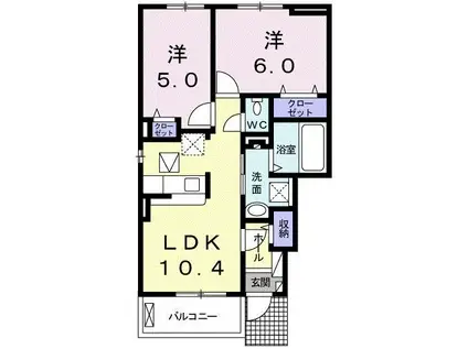 コリーヌ N(2LDK/1階)の間取り写真