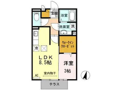 イルマーレ(1LDK/1階)の間取り写真