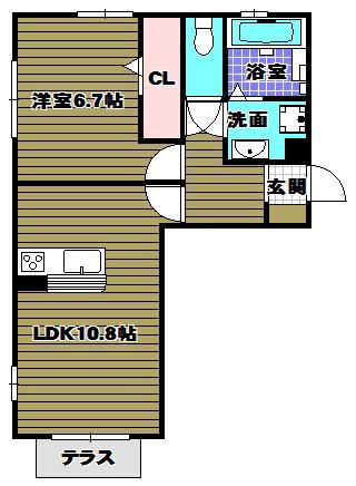 クリサンテーモ(1LDK/2階)の間取り写真