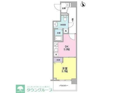 メルベイユヨコハマ(1DK/4階)の間取り写真