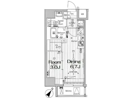 メイクスデザイン川崎III(1DK/5階)の間取り写真