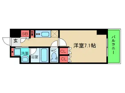 アーバネックス四ツ橋(1K/2階)の間取り写真