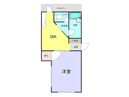 オルテンシアII(1DK/3階)の間取り写真