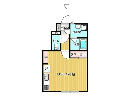 REGLOSS 城下(ワンルーム/1階)の間取り写真