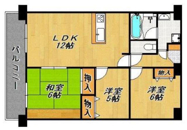 エミネント西新(3LDK/7階)の間取り写真