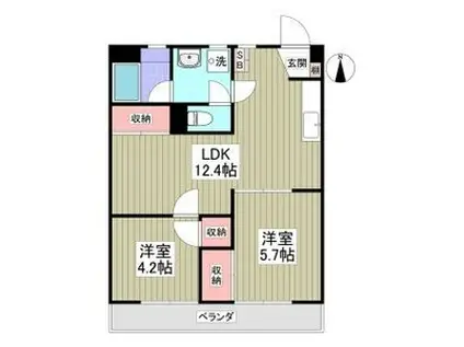 いせやハイツ(2LDK/6階)の間取り写真