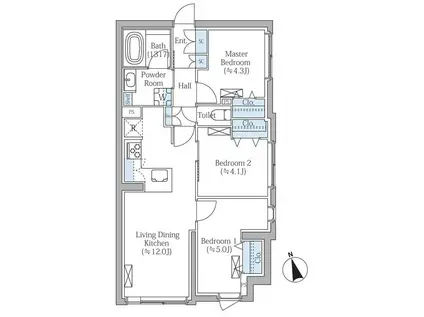 COMPOSITE新宿三丁目(3LDK/5階)の間取り写真