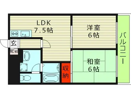 ロイヤル新森(2DK/4階)の間取り写真