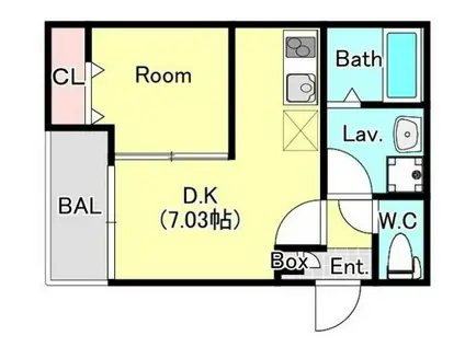 ジーメゾン大宮三橋(1DK/1階)の間取り写真
