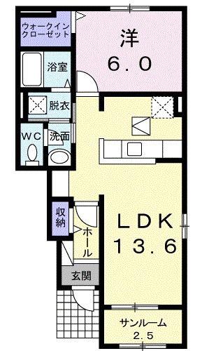 ラフィーネ(1LDK/1階)の間取り写真