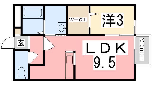 ディアコート(1LDK/2階)の間取り写真