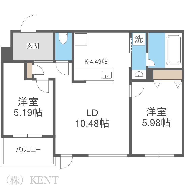 PORTE-BONHEUR(2LDK/4階)の間取り写真
