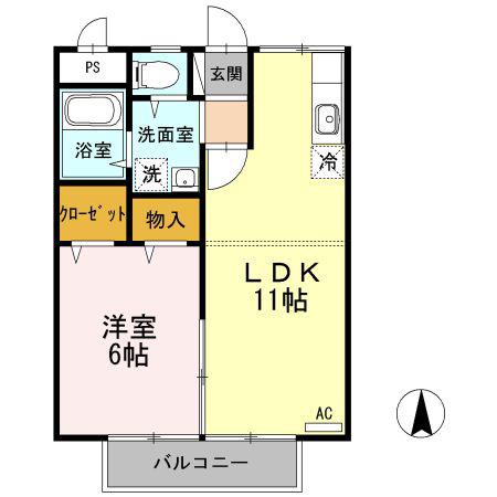 コーポ南小谷ヶ丘(1LDK/2階)の間取り写真