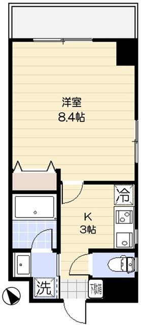 ヴァンクール(1K/4階)の間取り写真
