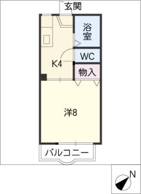 カーサ江島IIA(1K/1階)の間取り写真