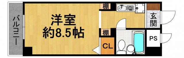 猪名寺パークマンション2(ワンルーム/5階)の間取り写真