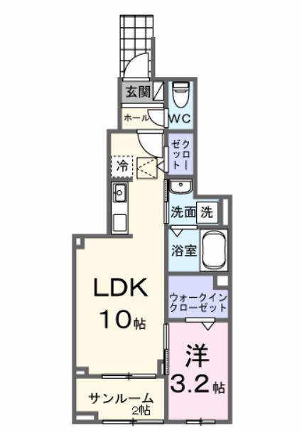 ヴィラ グレイスA(1LDK/1階)の間取り写真