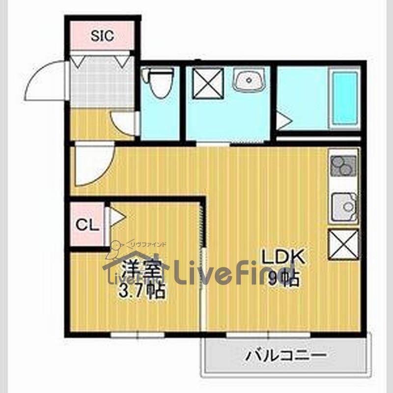 平岸5-13(1LDK/3階)の間取り写真