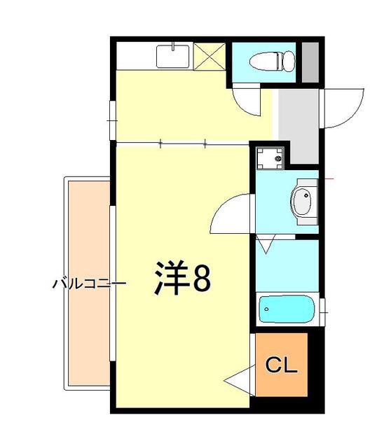 グランシャリオ貴崎II(1K/2階)の間取り写真