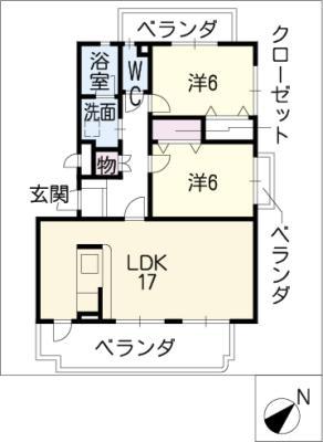 ネオパラドール(2LDK/2階)の間取り写真