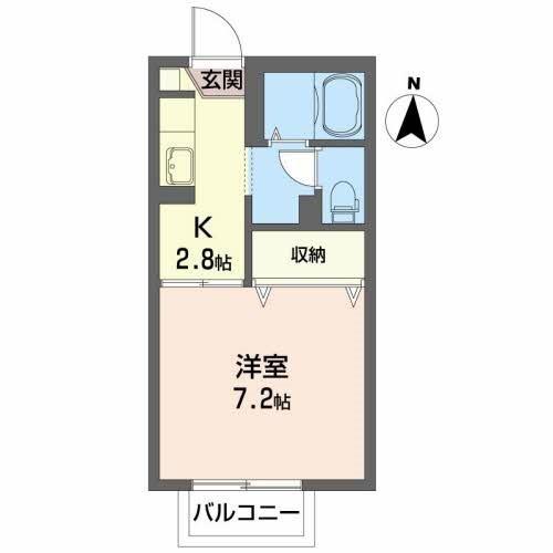 シャトル矢巾(1K/1階)の間取り写真