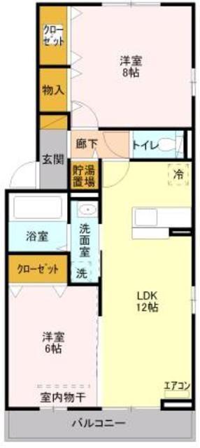 レイディアント(2LDK/2階)の間取り写真