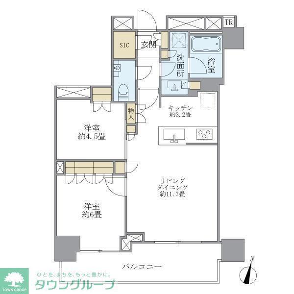 アルファグランデ千桜タワー(2LDK/10階)の間取り写真