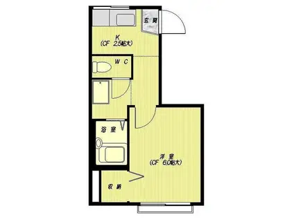 Kハイム(1K/1階)の間取り写真