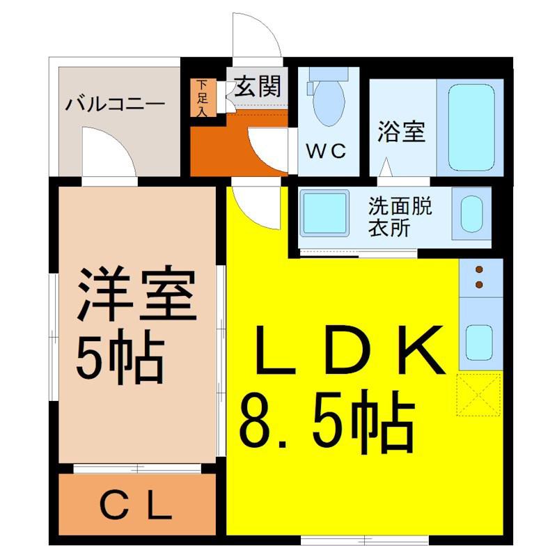 ルミナス中村(1LDK/3階)の間取り写真