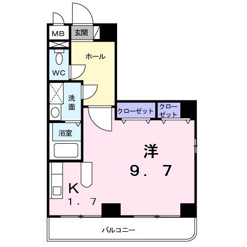 ガーデン・アルバータ(ワンルーム/3階)の間取り写真
