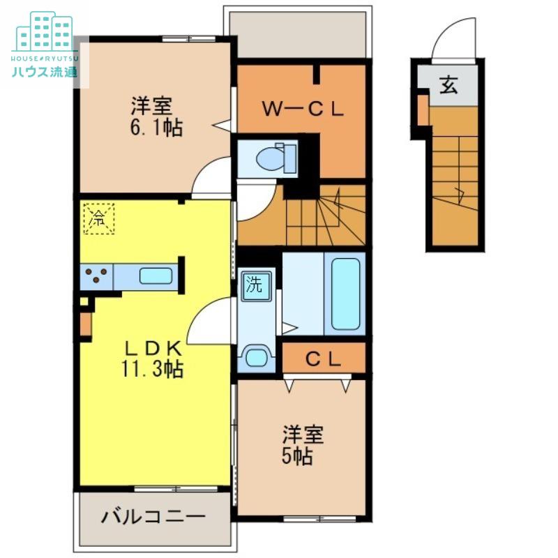 カルムフラン(2LDK/2階)の間取り写真