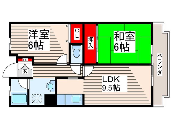 メゾンド西葛西(2LDK/4階)の間取り写真