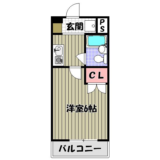 フェリース大美野(1K/3階)の間取り写真