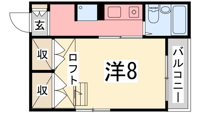 SMILE東今宿(1K/2階)の間取り写真