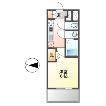 ディアレイシャス名古屋大須通(1K/2階)の間取り写真