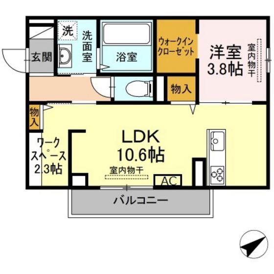 アムール(1LDK/2階)の間取り写真