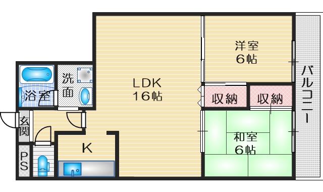 メゾン稲津(2LDK/4階)の間取り写真