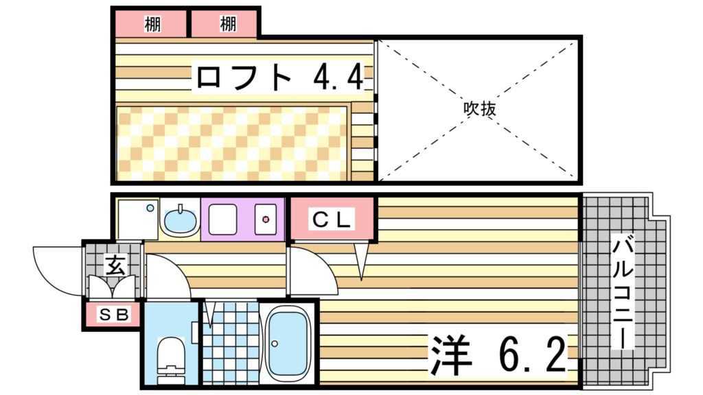 エステムコート三宮イーストポルトマーレ(1SK/7階)の間取り写真