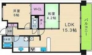シャルマンフジリッツ夕陽丘(2LDK/4階)の間取り写真