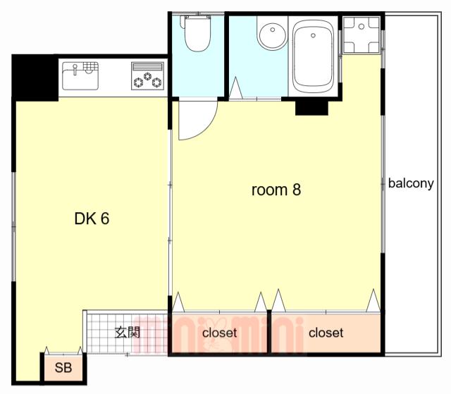 城内通3丁目住居(1DK/2階)の間取り写真