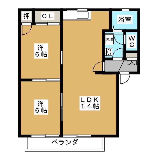 APニシワキ(2LDK/2階)の間取り写真