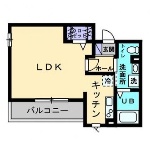 ライト・イヨウ(1K/4階)の間取り写真