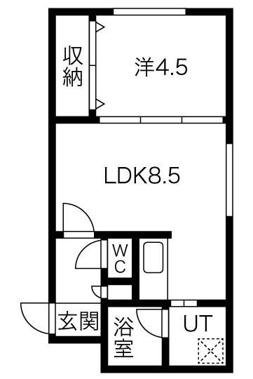 CHAMBRE南郷(1LDK/1階)の間取り写真