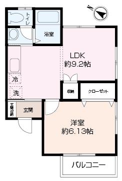 CASA東永谷(1LDK/2階)の間取り写真