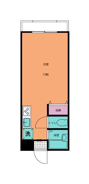 サンシャインタカラⅡ(ワンルーム/2階)の間取り写真