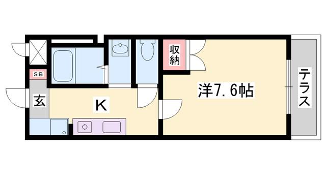 キュートビルスカイラブ(1K/1階)の間取り写真